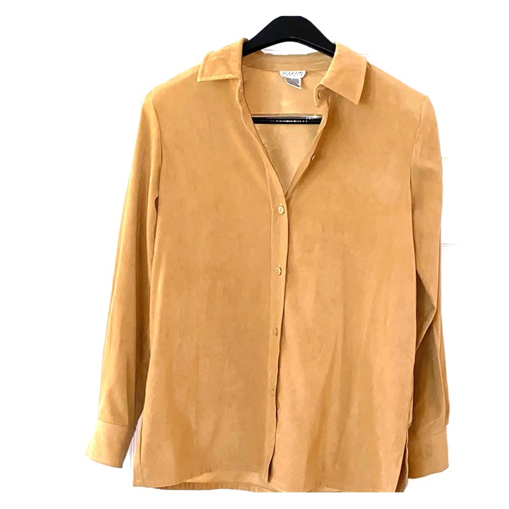 Allison Taylor Stretch Long Sleeve Suede Like Top